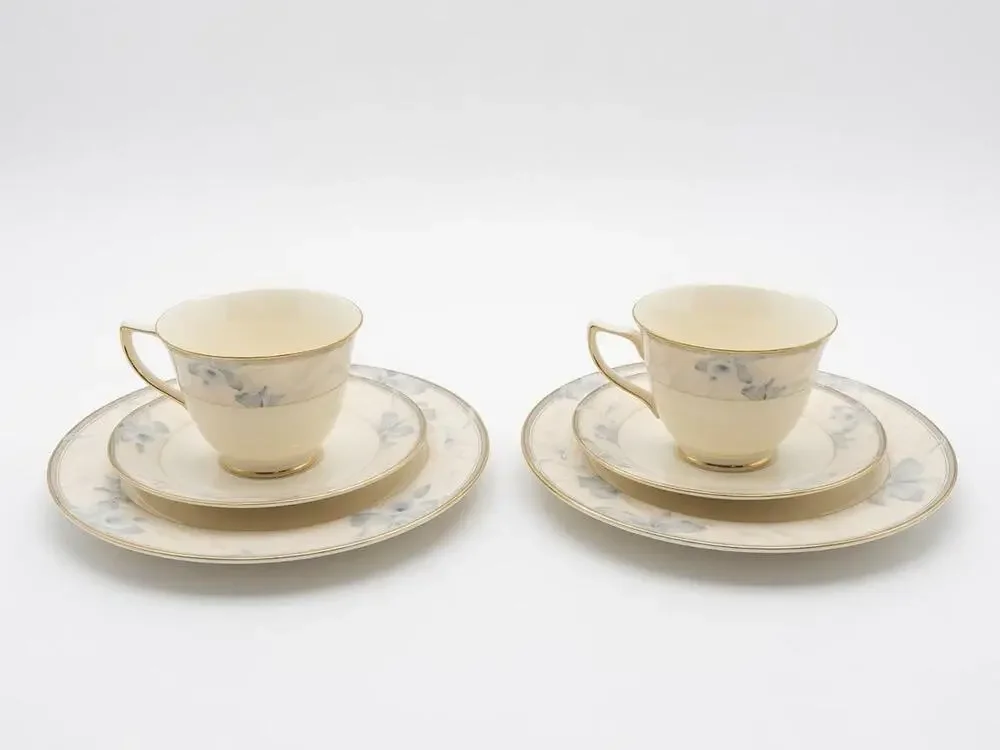 Vintage Mikasa Fine Ivory Floral Blush Cup Saucer Plate Trio Japan Gold Trim